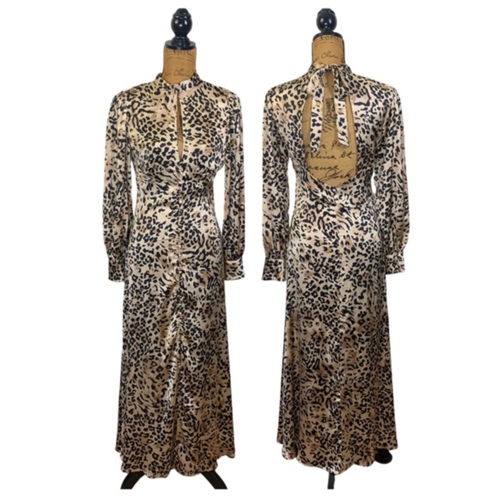 ASOS Animal Print Satin High Neck Maxi Dress NWOT